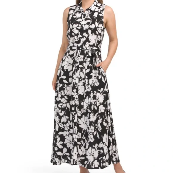 ellen tracy formal dresses SLEEVELESS DRESS WITH PLEATED POPLIN SKIRT main image 0